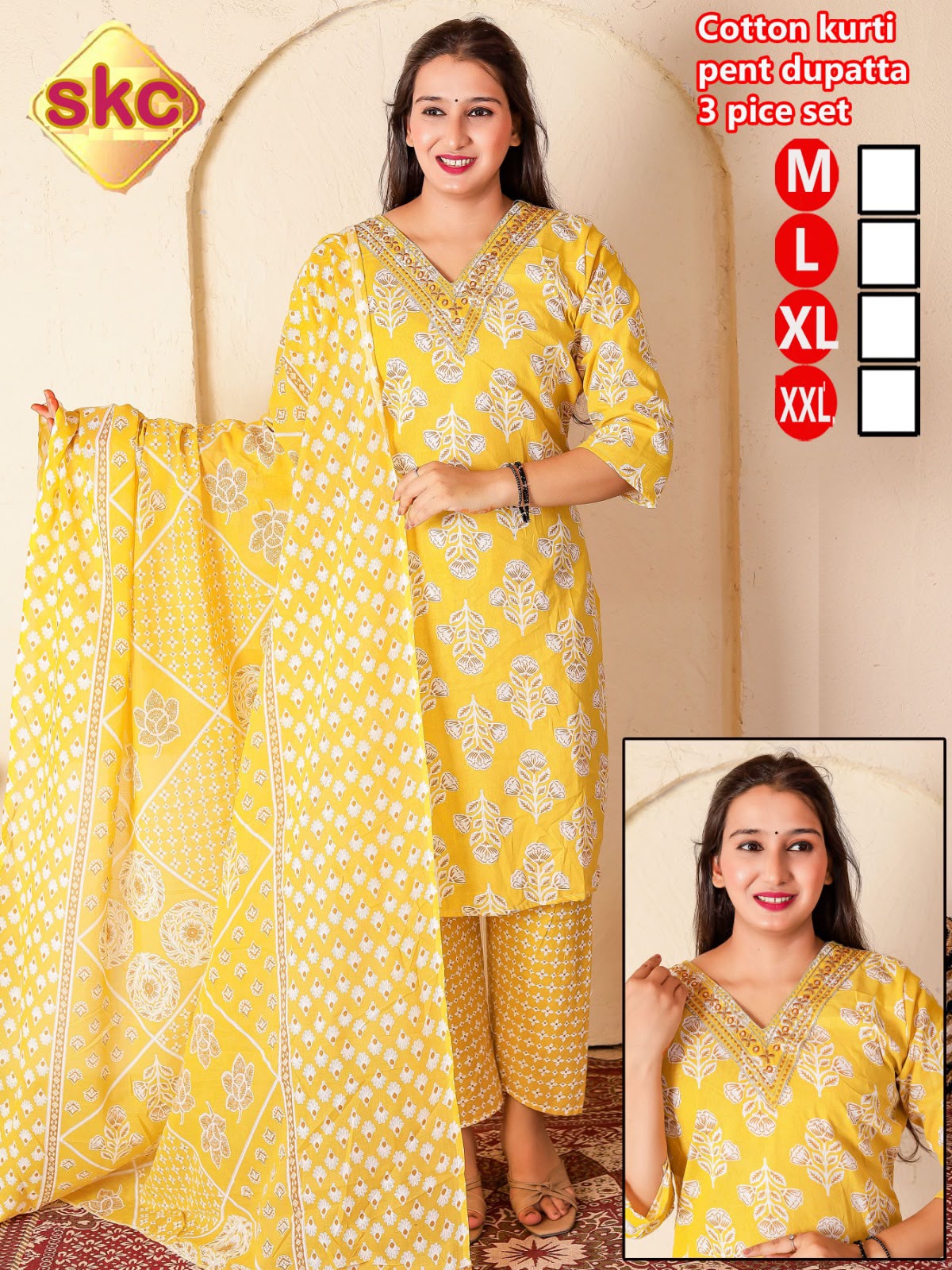 Women's Cotton Printed Suit Set - White
