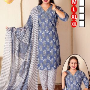 Women's Cotton Printed Suit Set - Orange