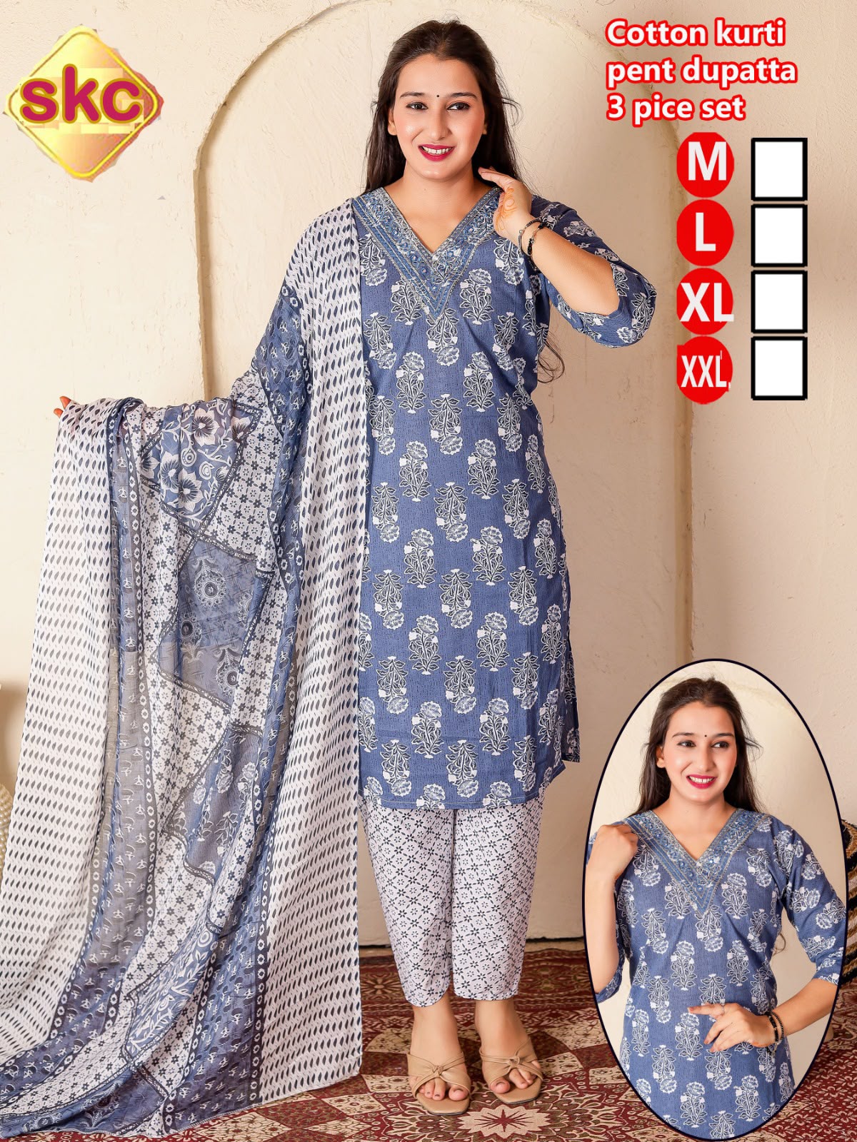 Women's Cotton Printed Suit Set - Orange